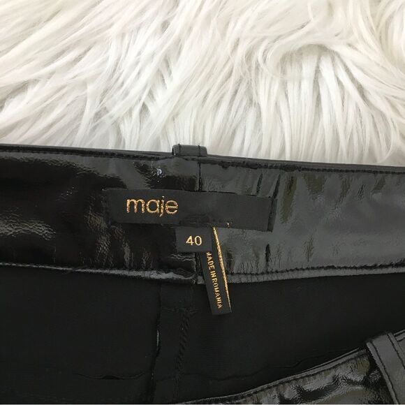 Maje Paveli Black Zipped Cuff High Rise Vinyl Cropped Trousers EUR 40 US 10 - Picture 10 of 11